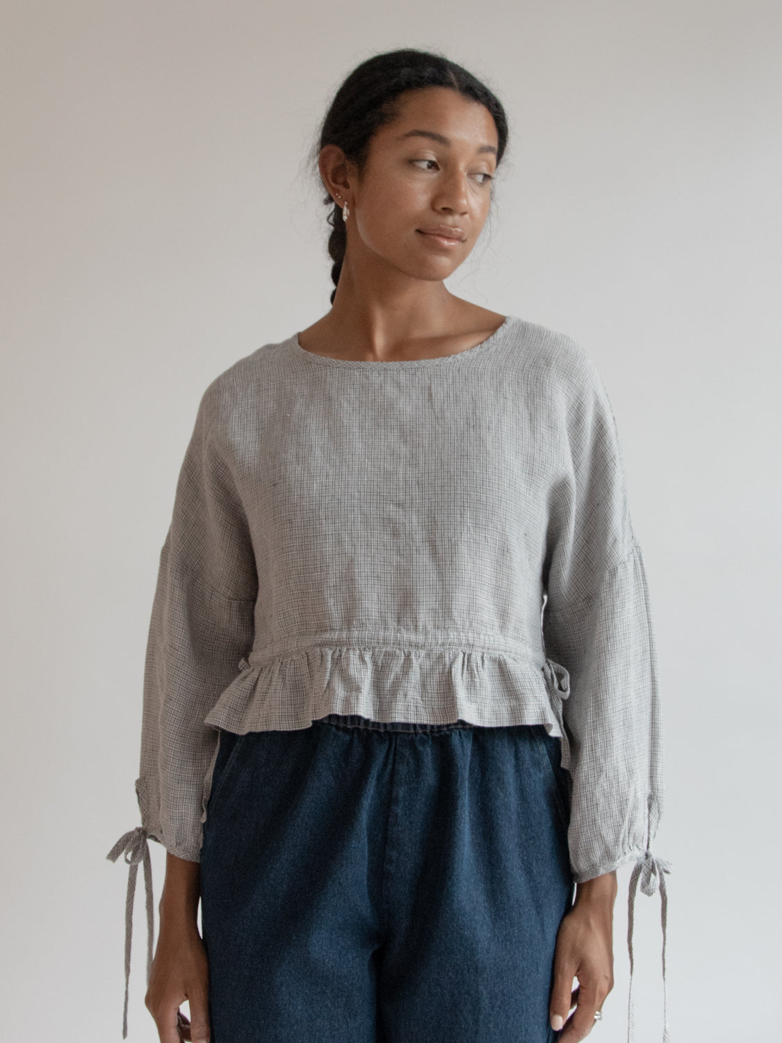 Bea Blouse in Dove Check