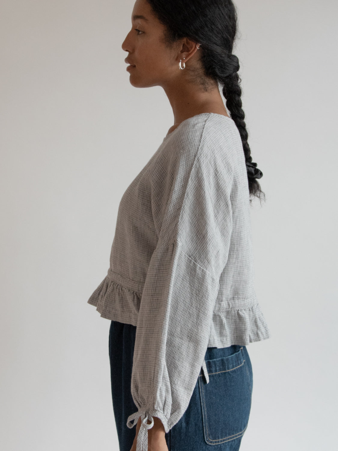 Bea Blouse in Dove Check