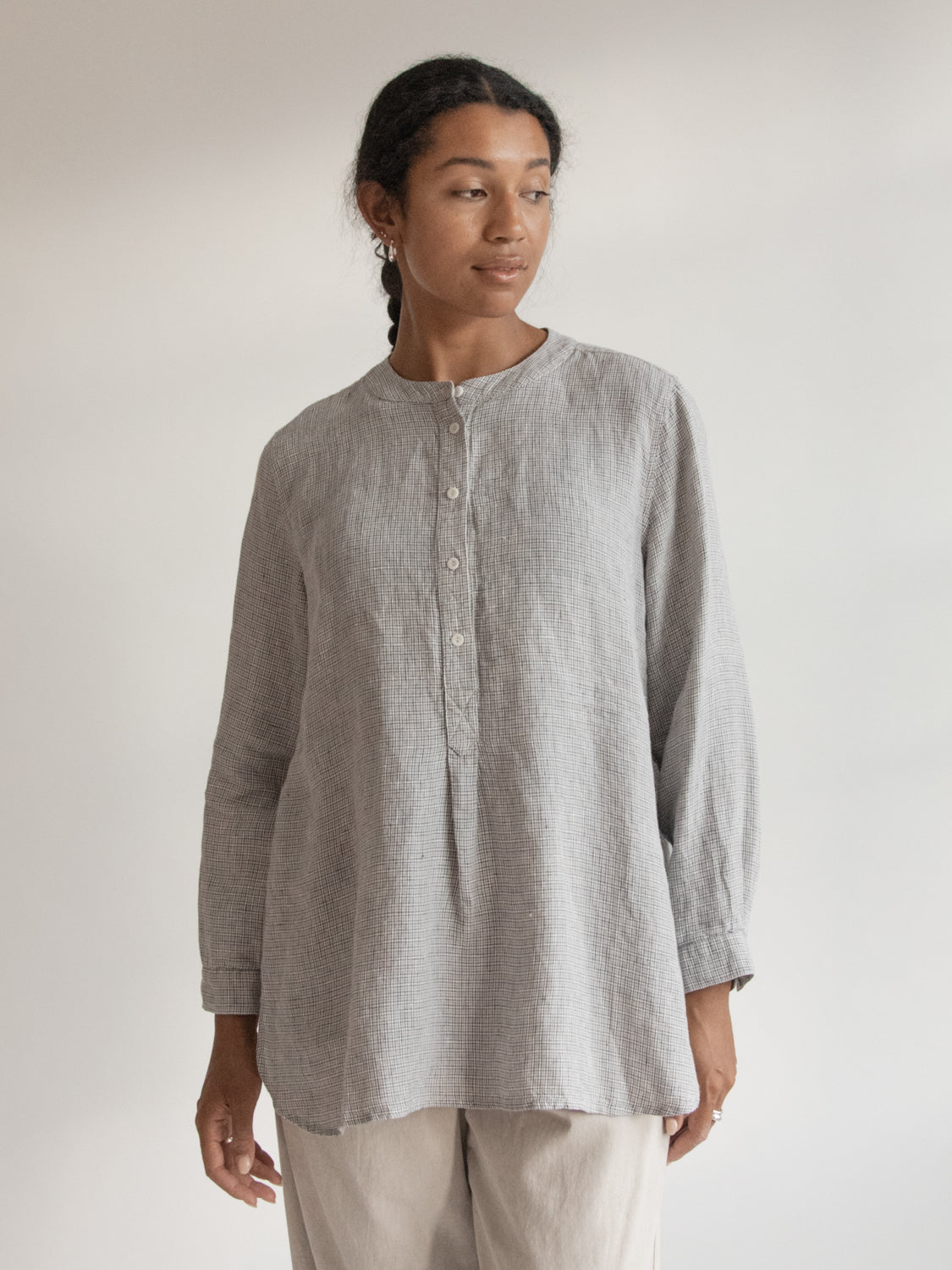 Theo Tunic in Dove Check