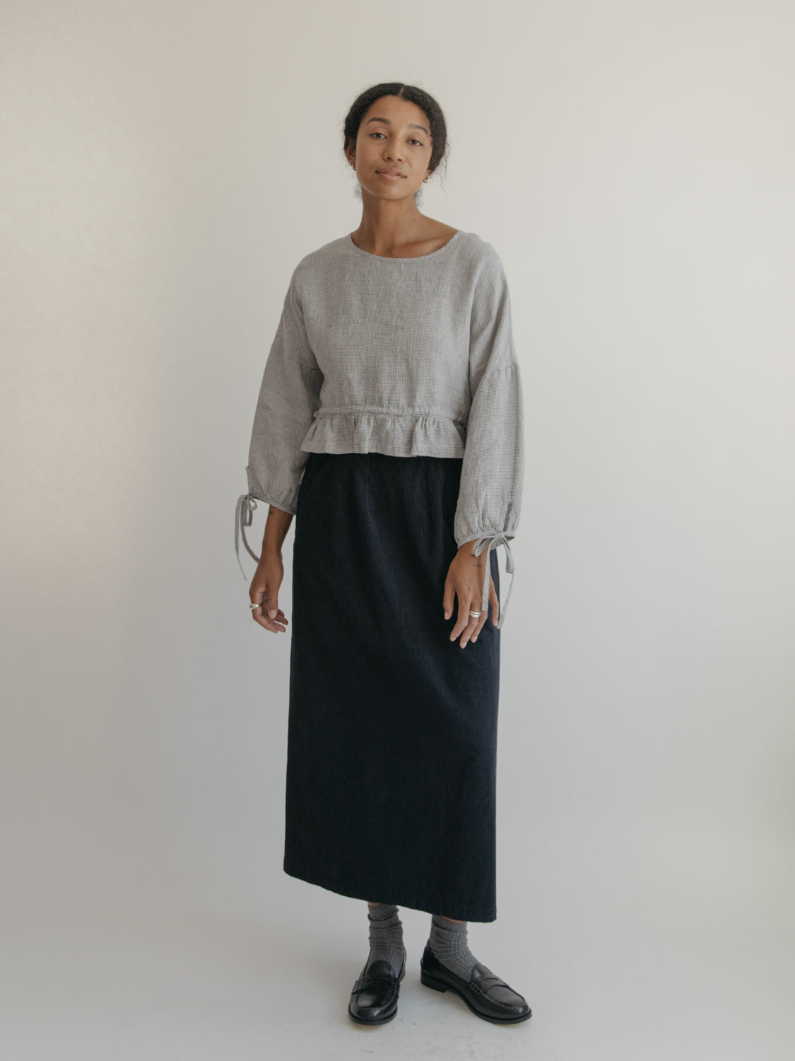 Bea Blouse in Dove Check