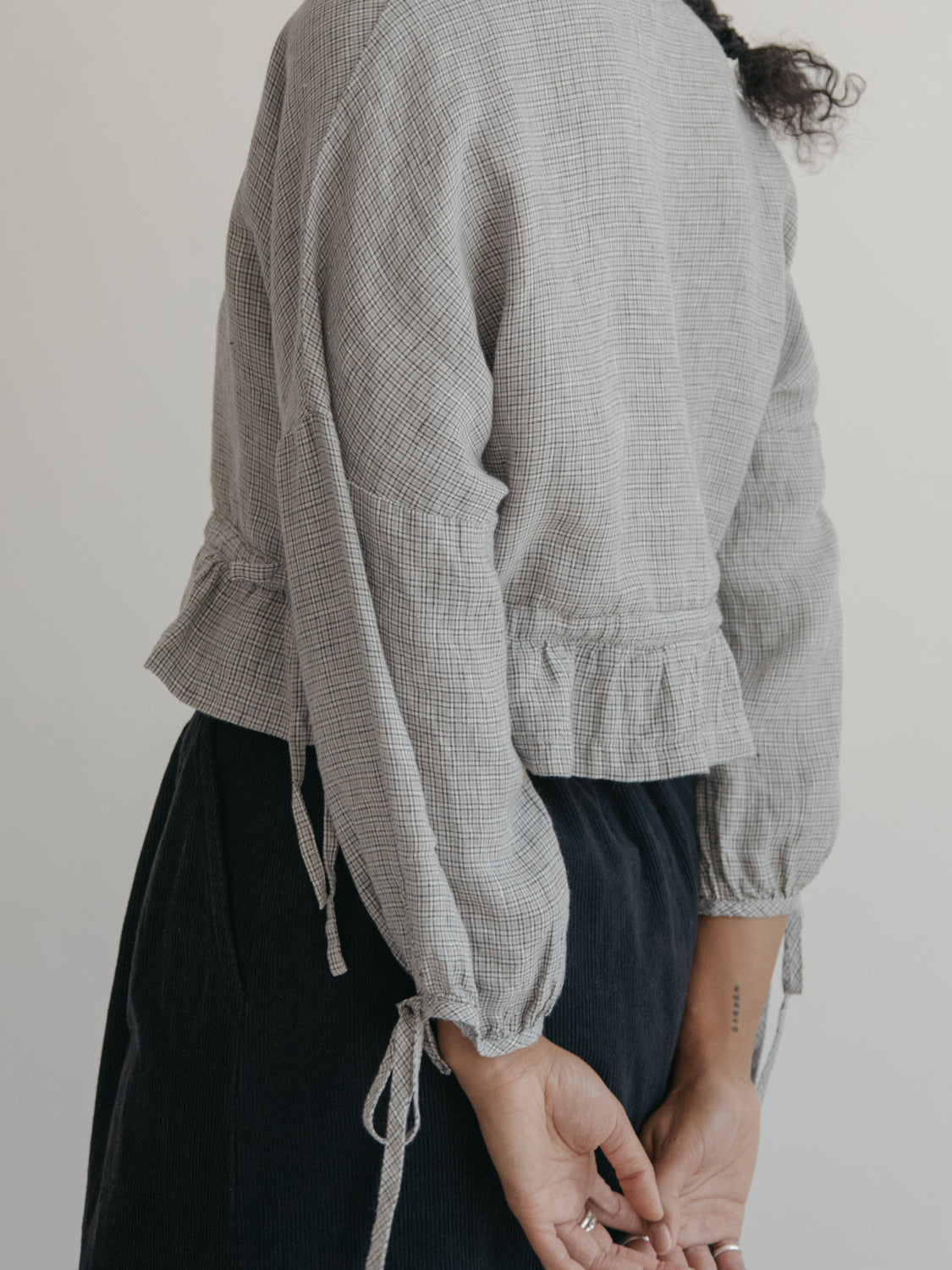 Bea Blouse in Dove Check