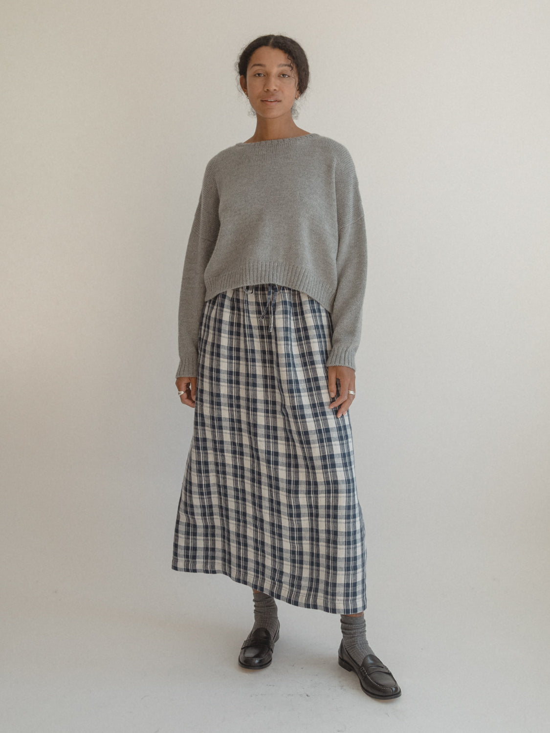 Adrie Skirt in Navy Plaid