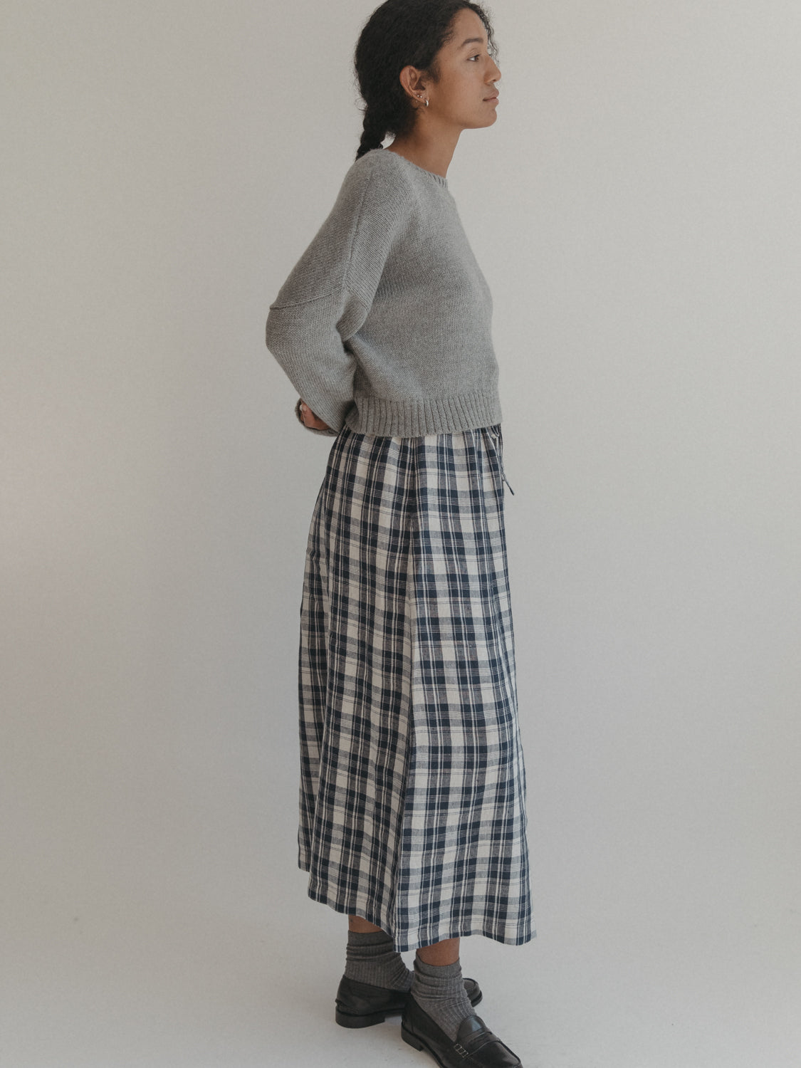 Adrie Skirt in Navy Plaid
