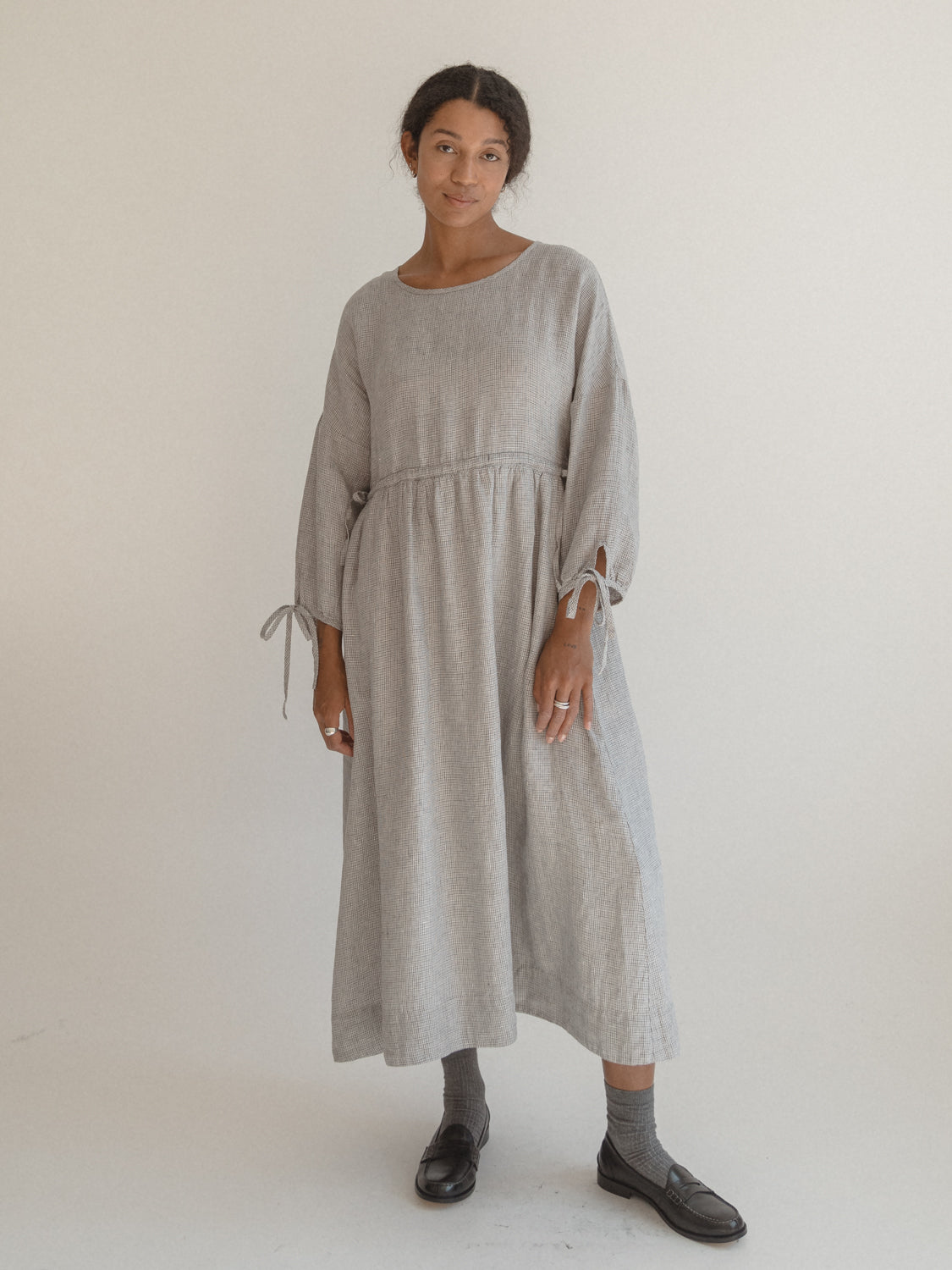 Bea Dress in Dove Check