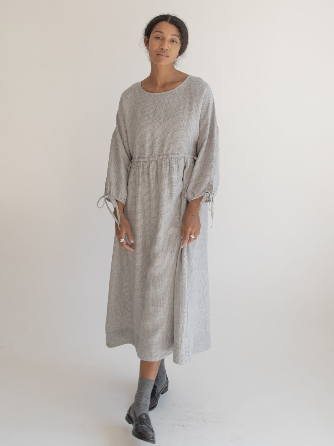 Bea Dress in Dove Check