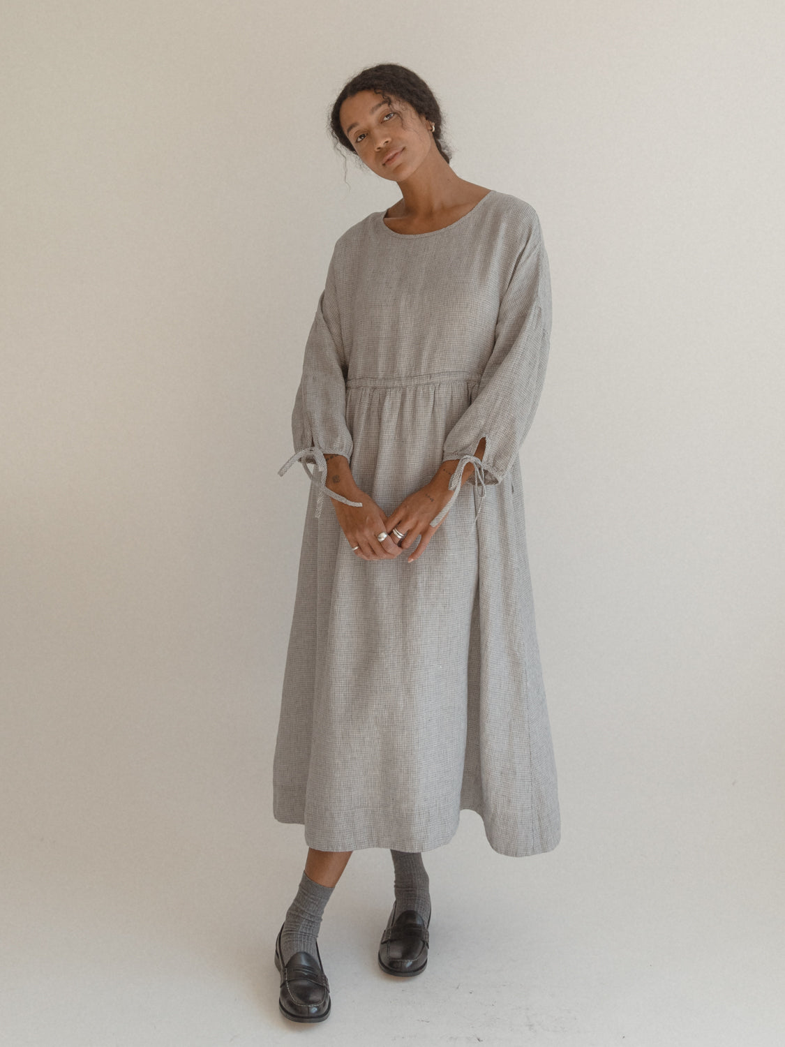 Bea Dress in Dove Check