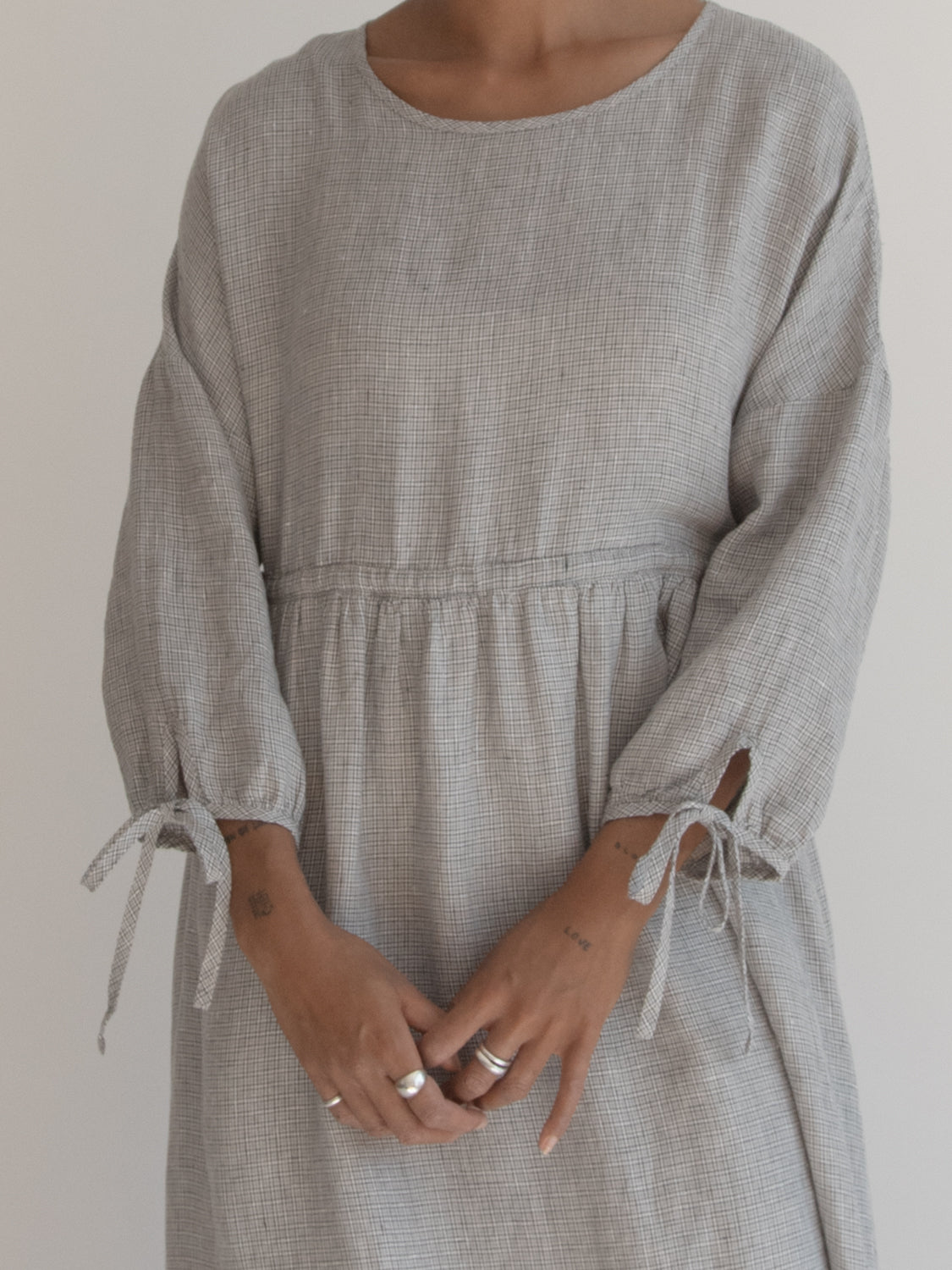 Bea Dress in Dove Check