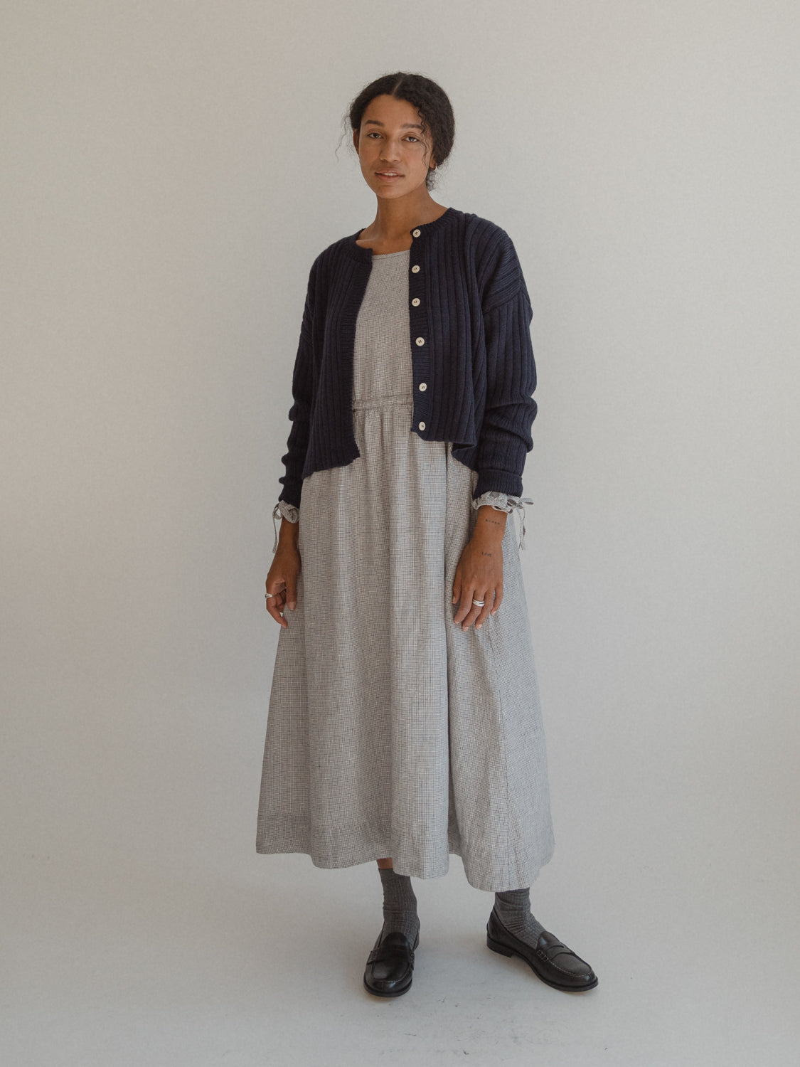 Bea Dress in Dove Check