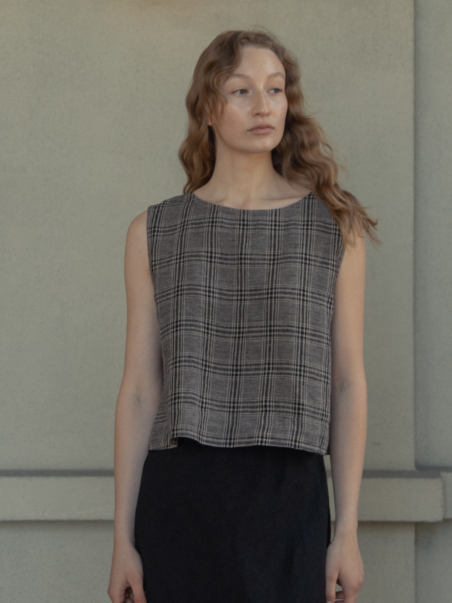 Finley Top Grey Plaid