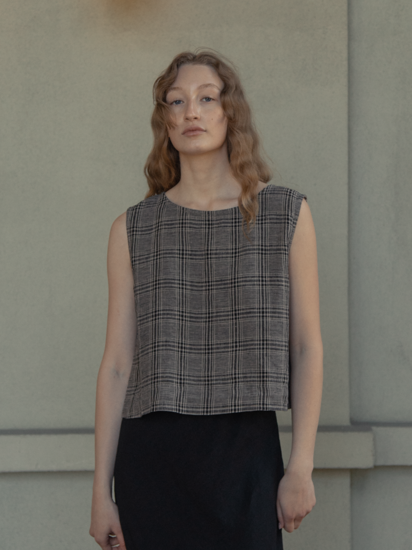 Finley Top Grey Plaid