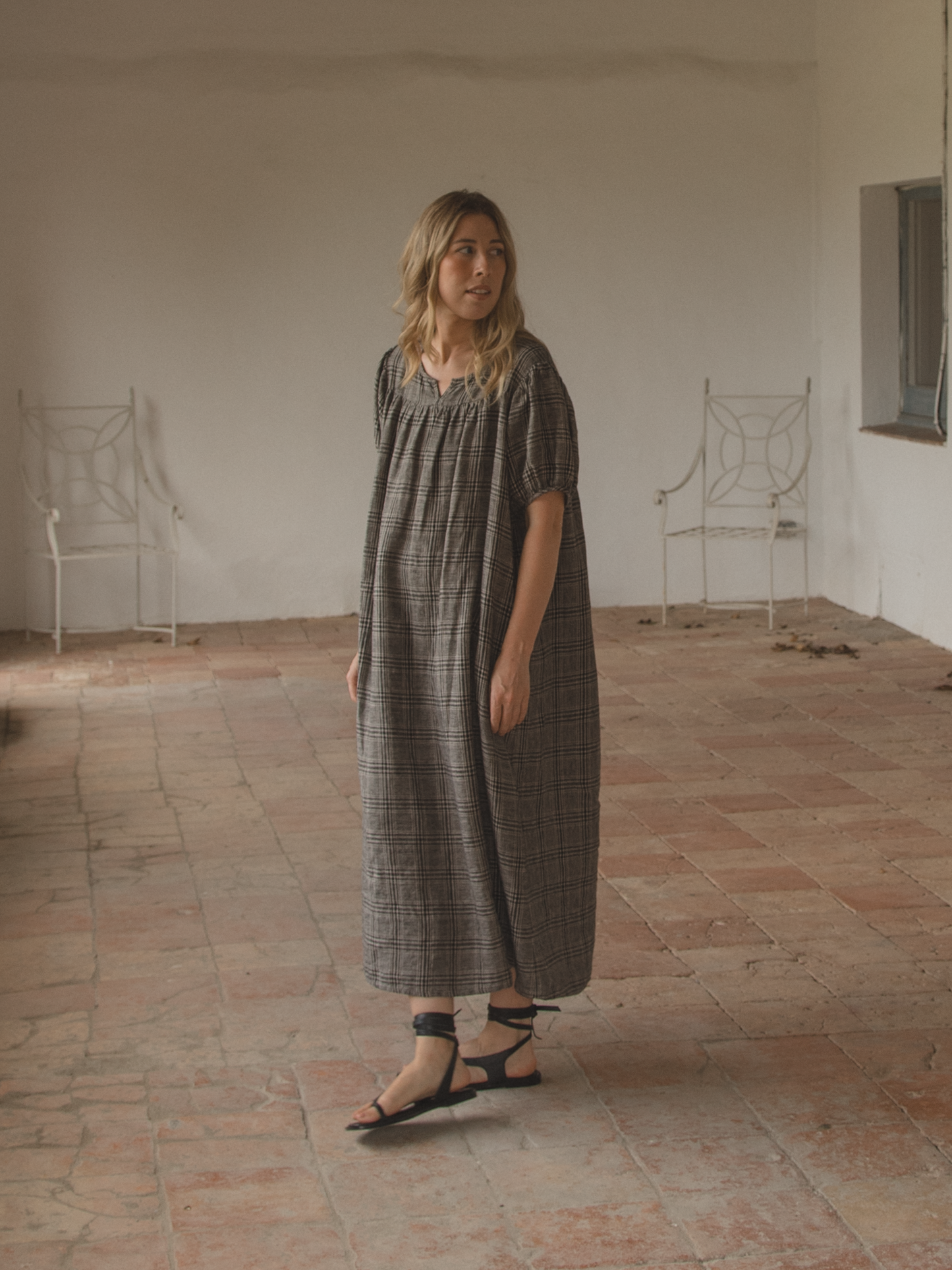Lucy Dress Grey Plaid