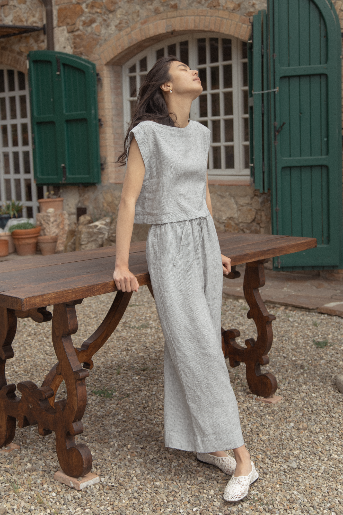 Ines Pant Charcoal Stripe – Gillian Stevens