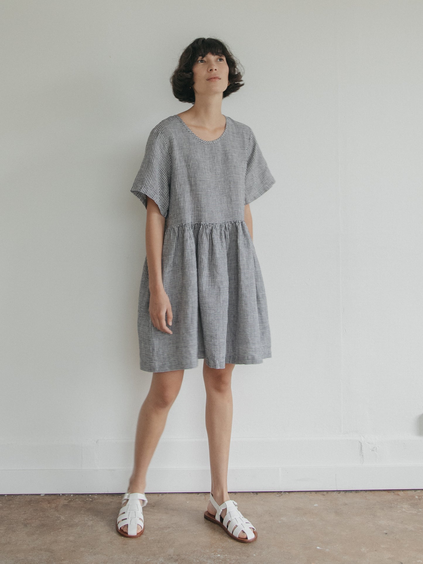 Aya Dress in Marine Gingham