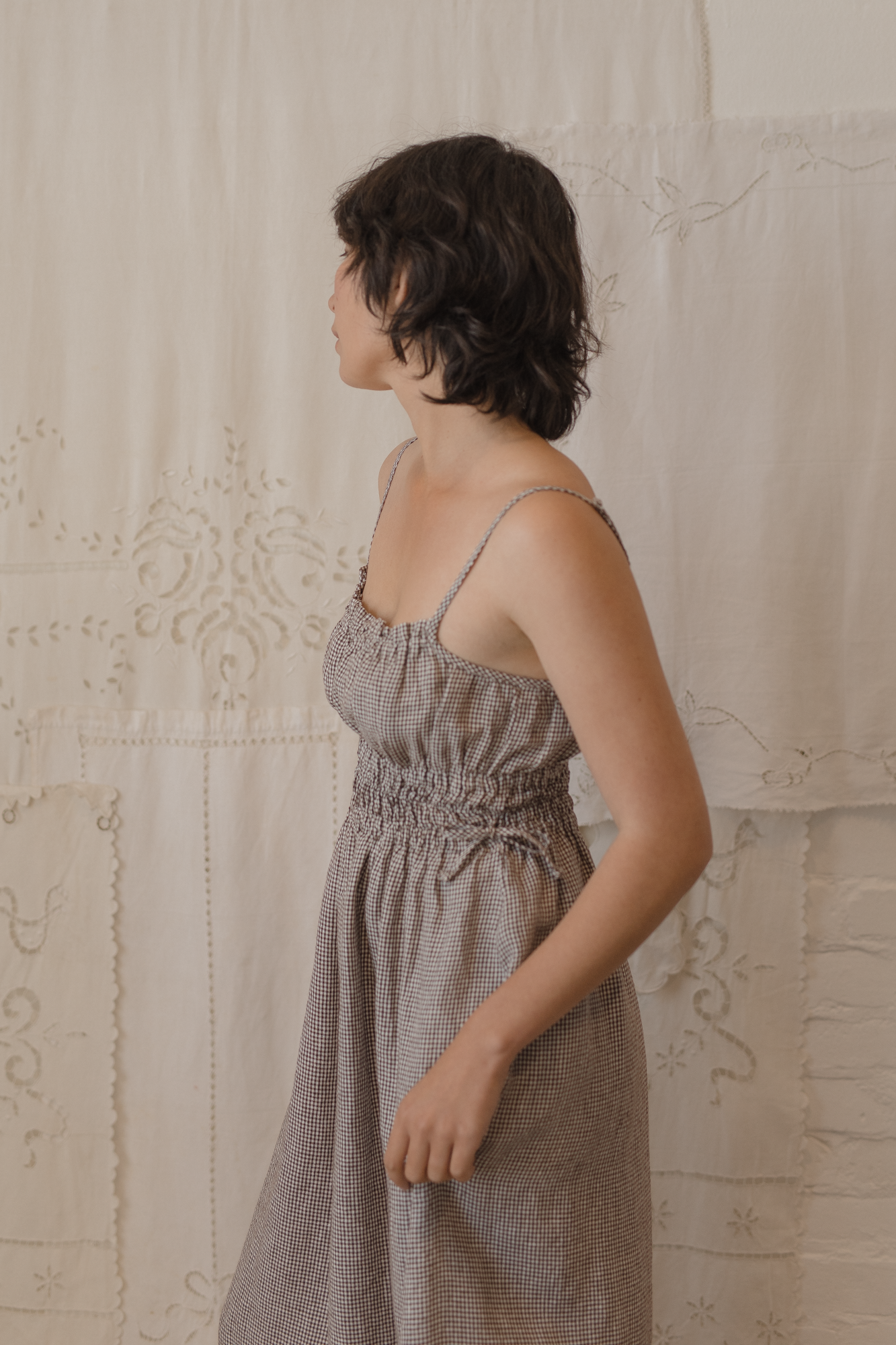 Evelyn Dress Espresso Gingham – Gillian Stevens