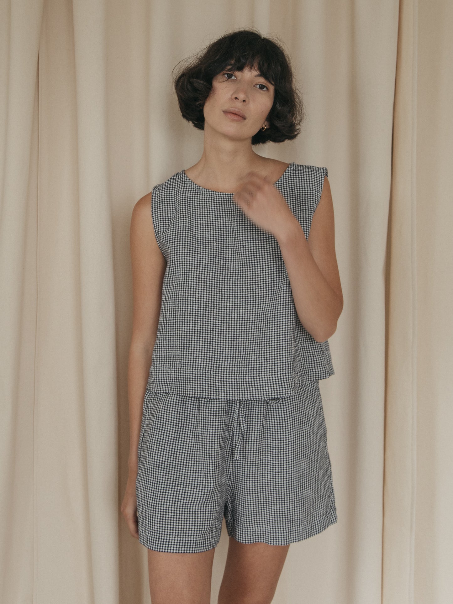 Finley Top in Marine Gingham