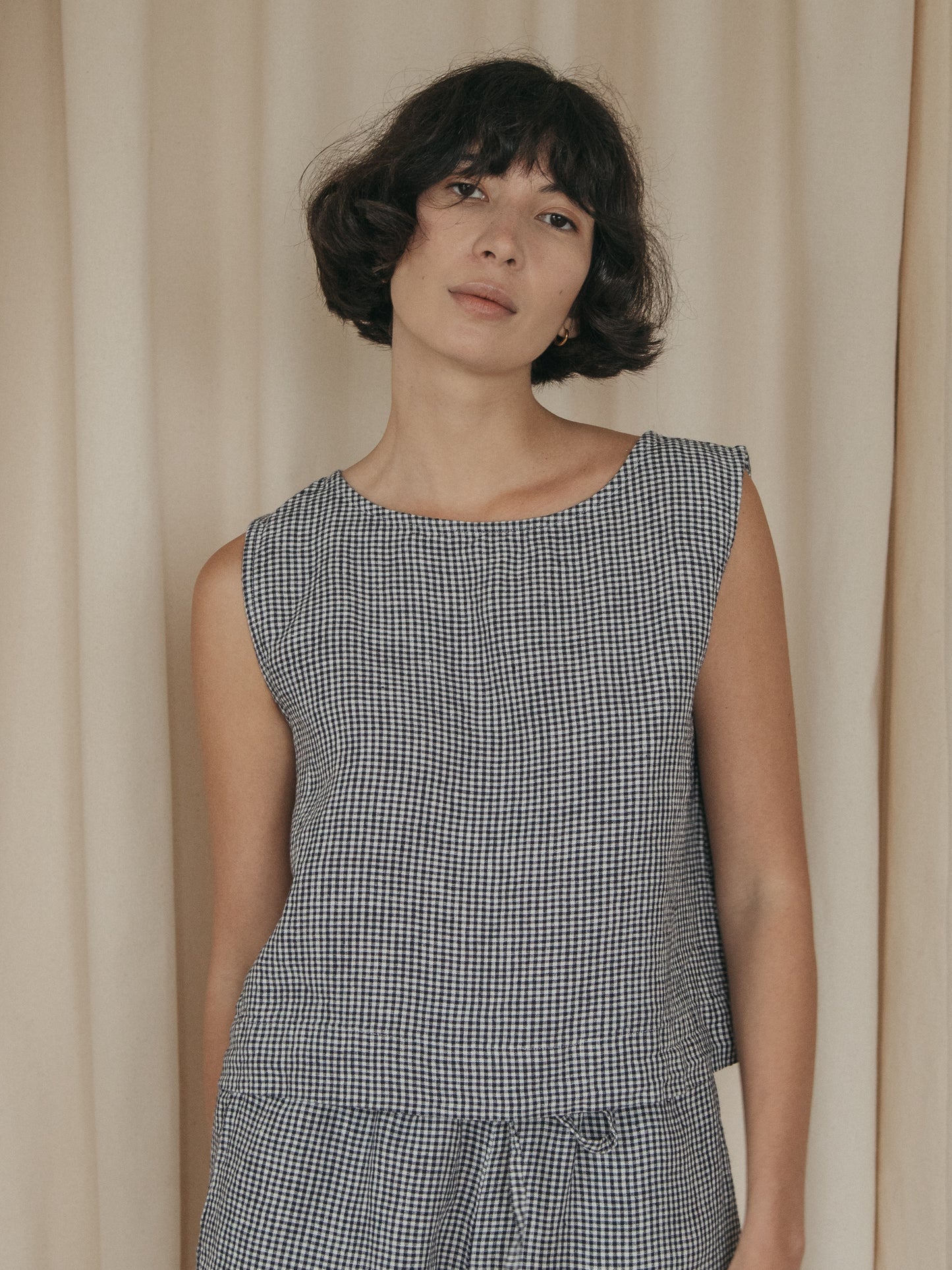Finley Top in Marine Gingham