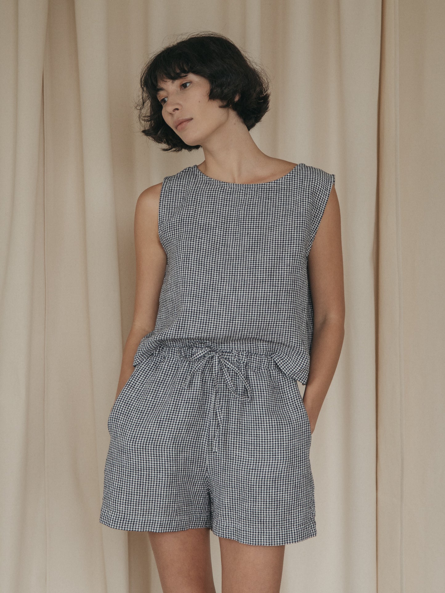 Finley Top in Marine Gingham