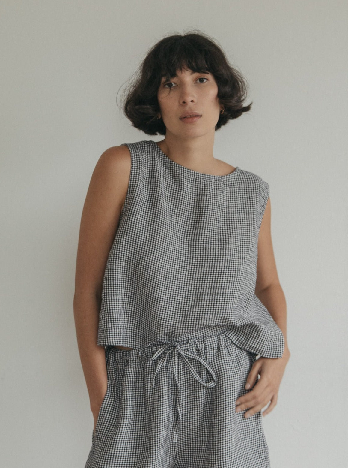 Finley Top in Marine Gingham