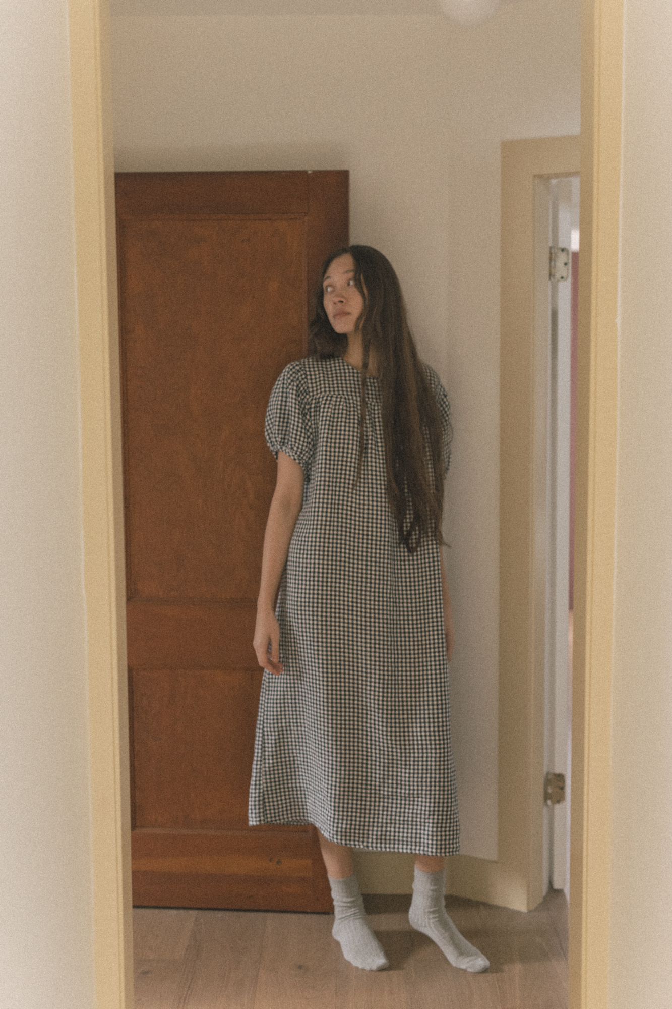 Cosette Dress Marine Gingham – Gillian Stevens