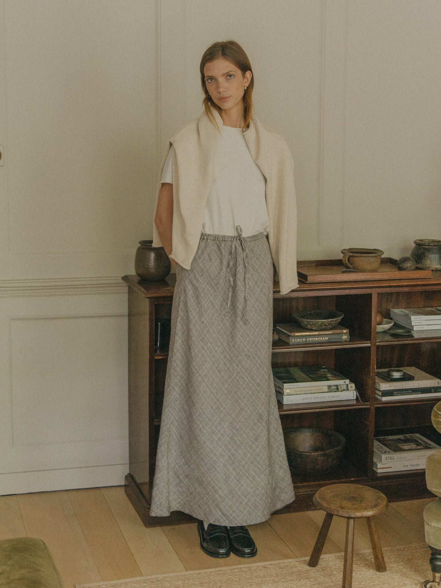 Meg Skirt in Charcoal Plaid