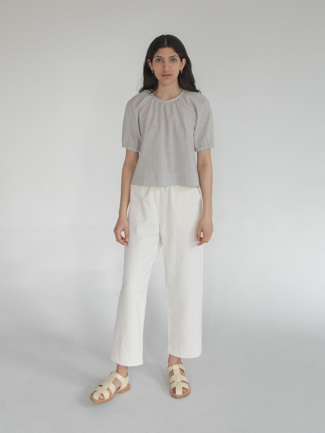 Amelia Blouse in Dove Gingham