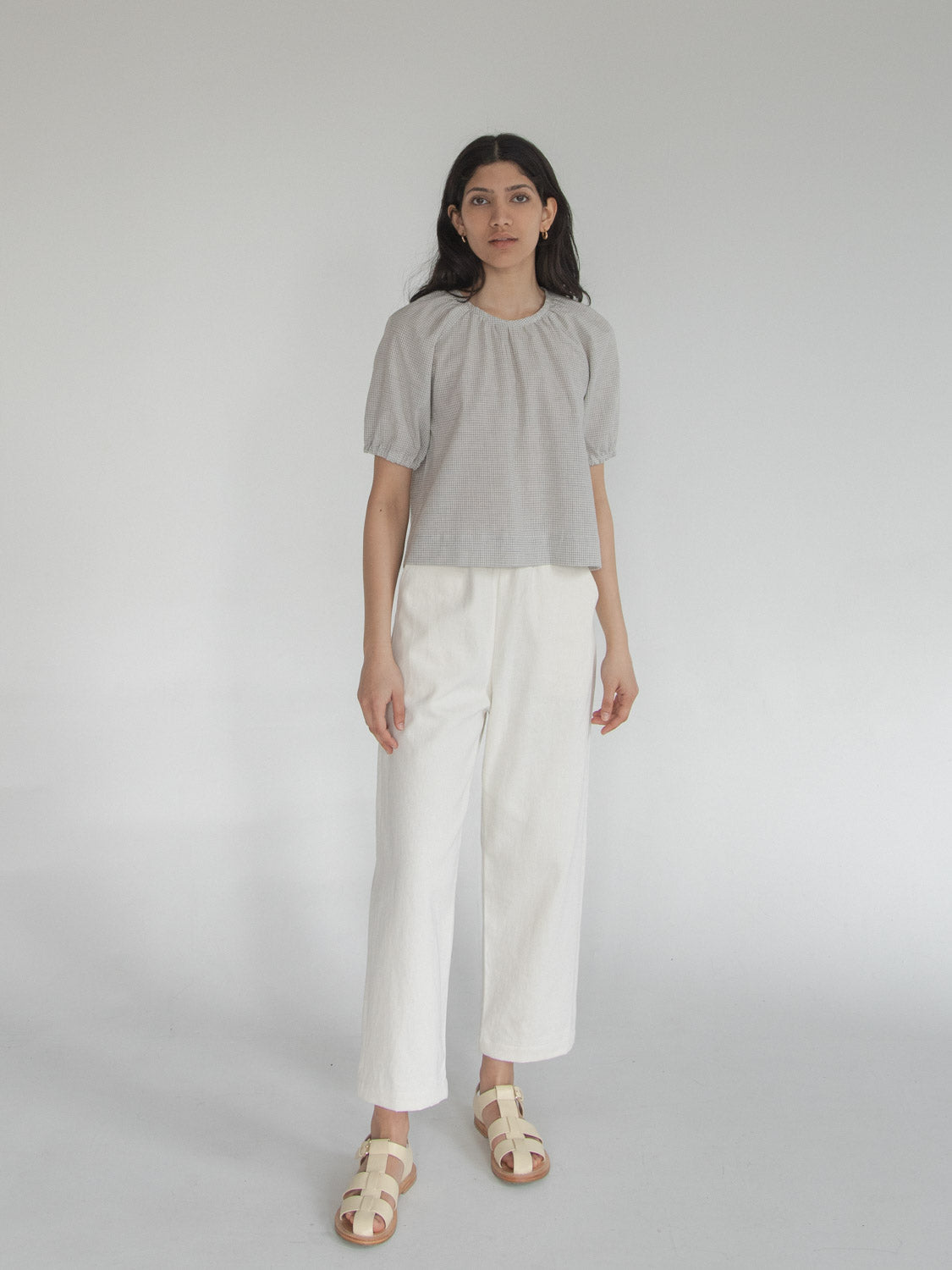 Amelia Blouse in Dove Gingham