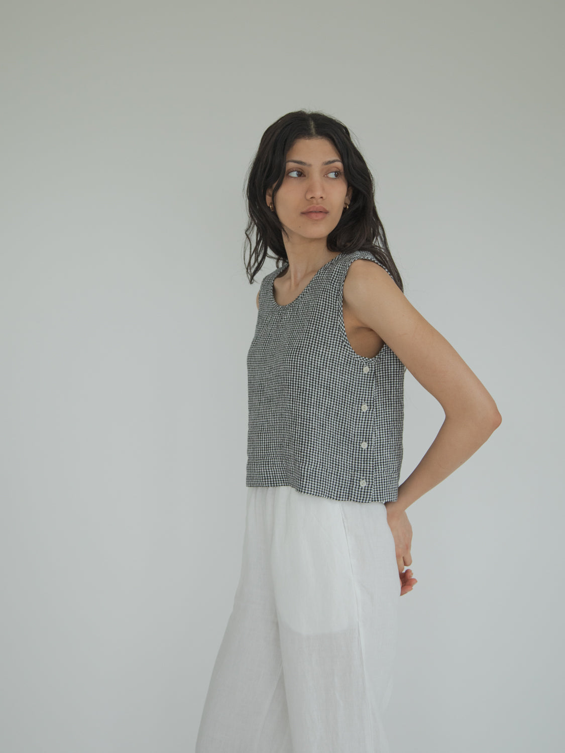 Eva Top in Gingham Noir