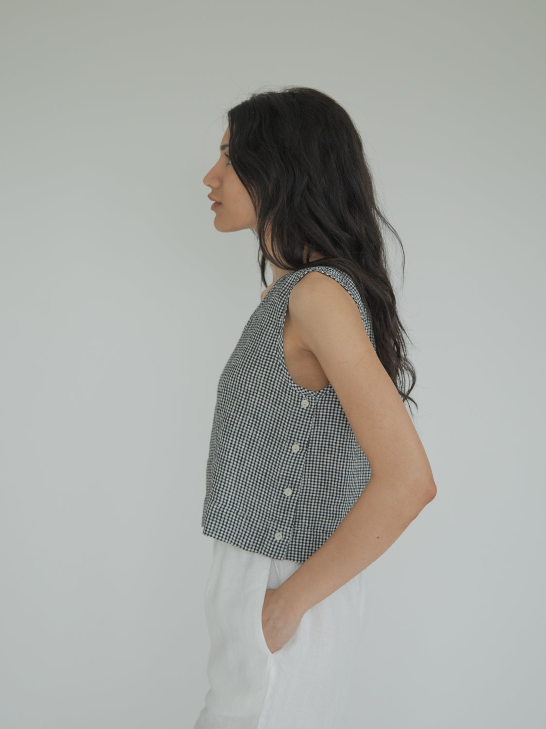 Eva Top in Gingham Noir