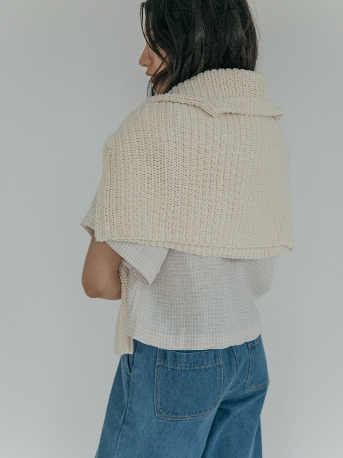 Aya Tee in Oat Plaid