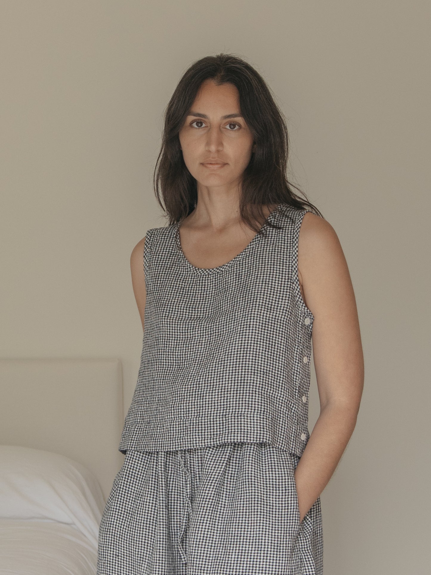 Eva Top in Gingham Noir
