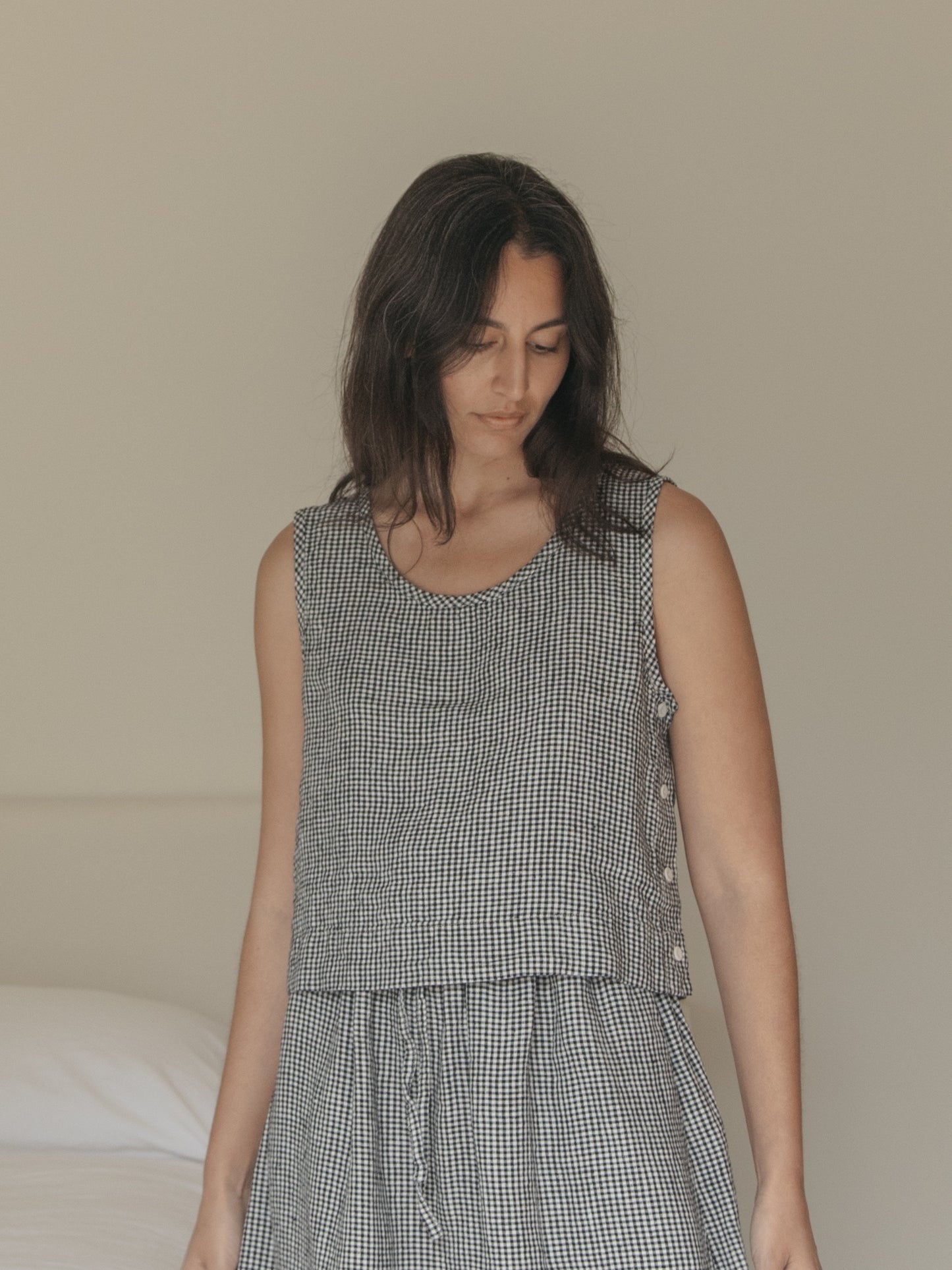 Eva Top in Gingham Noir