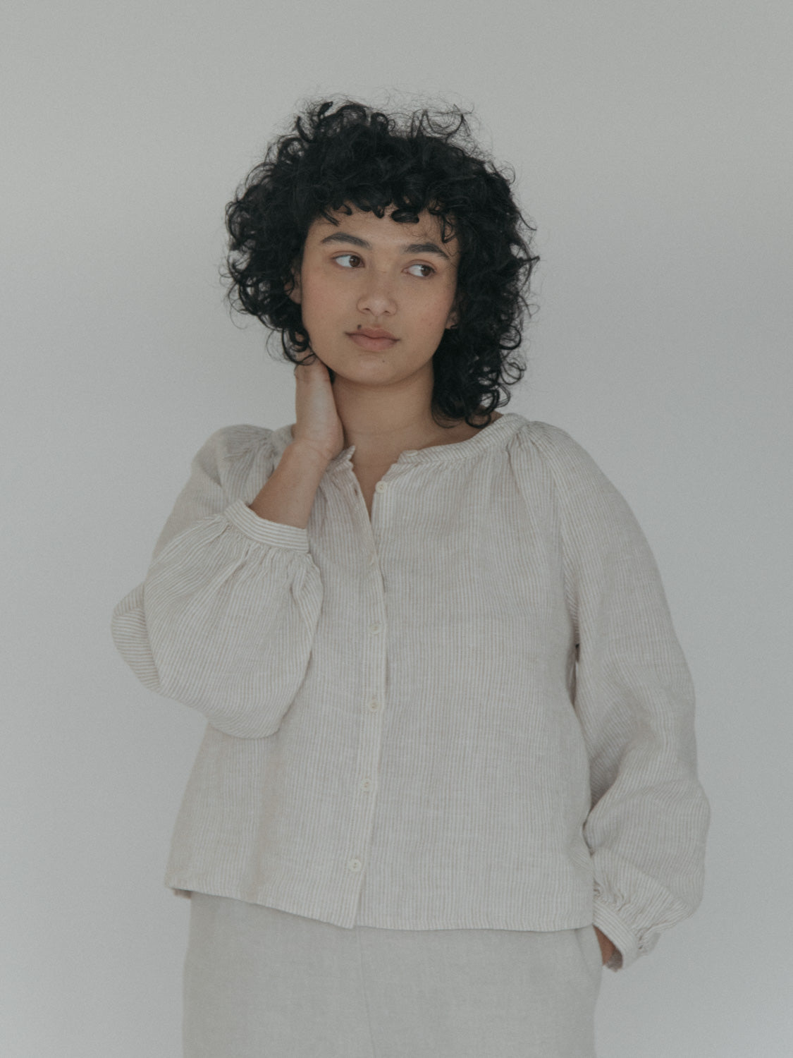 Faye Top in Beige Stripe