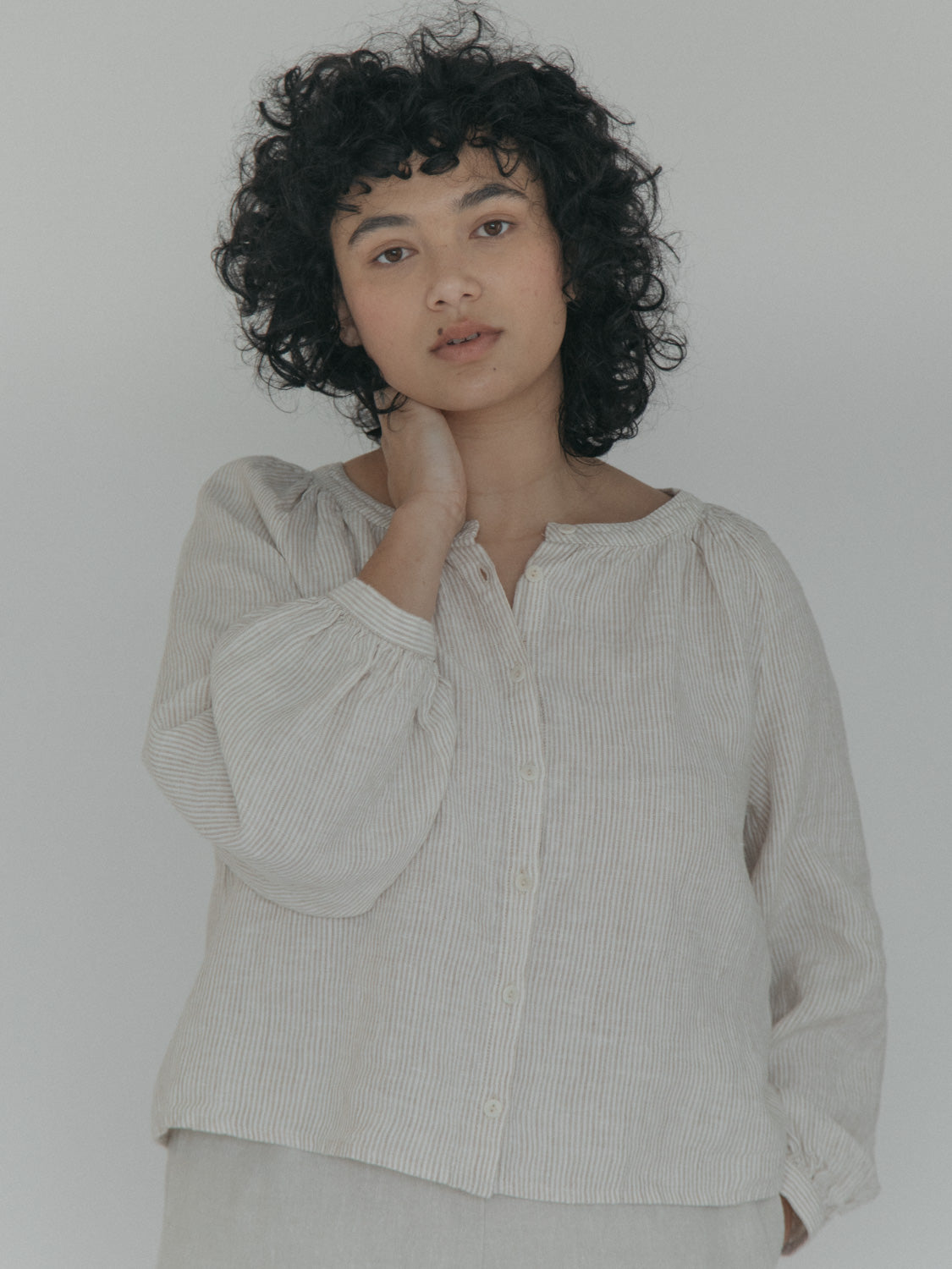 Faye Top in Beige Stripe
