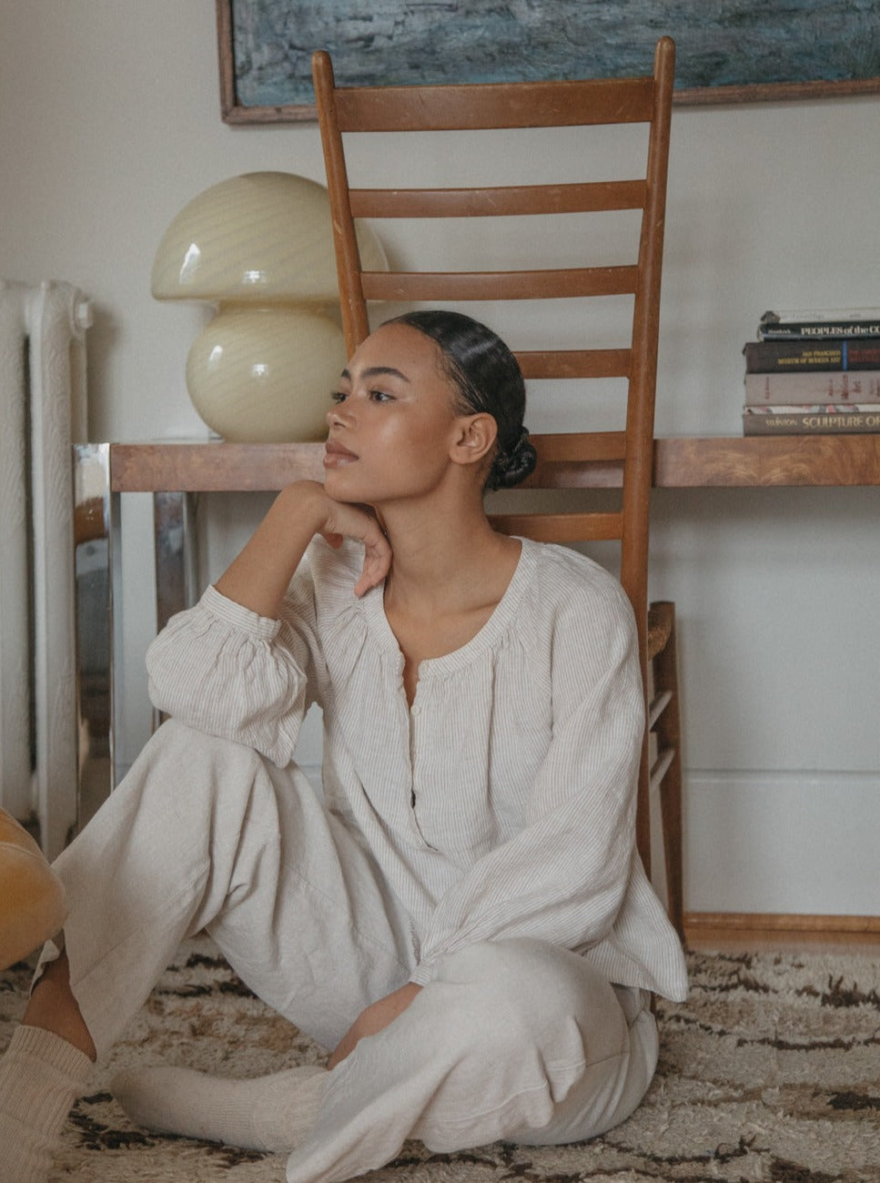 Faye Top in Beige Stripe