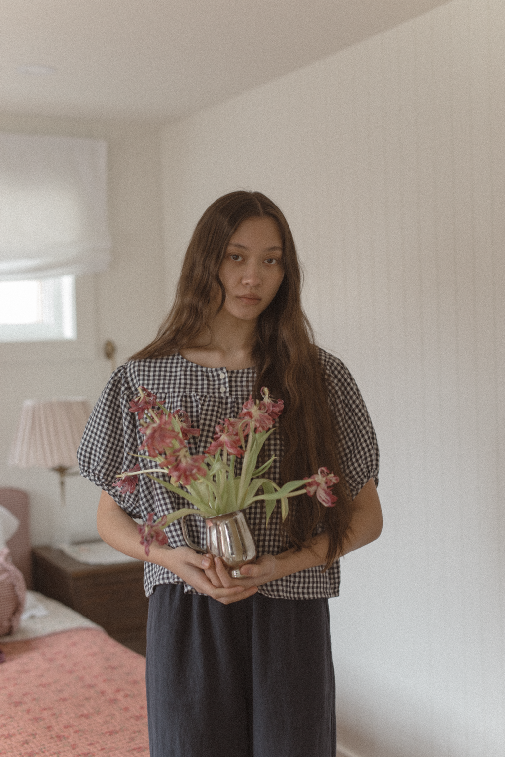 Cosette Top Marine Gingham