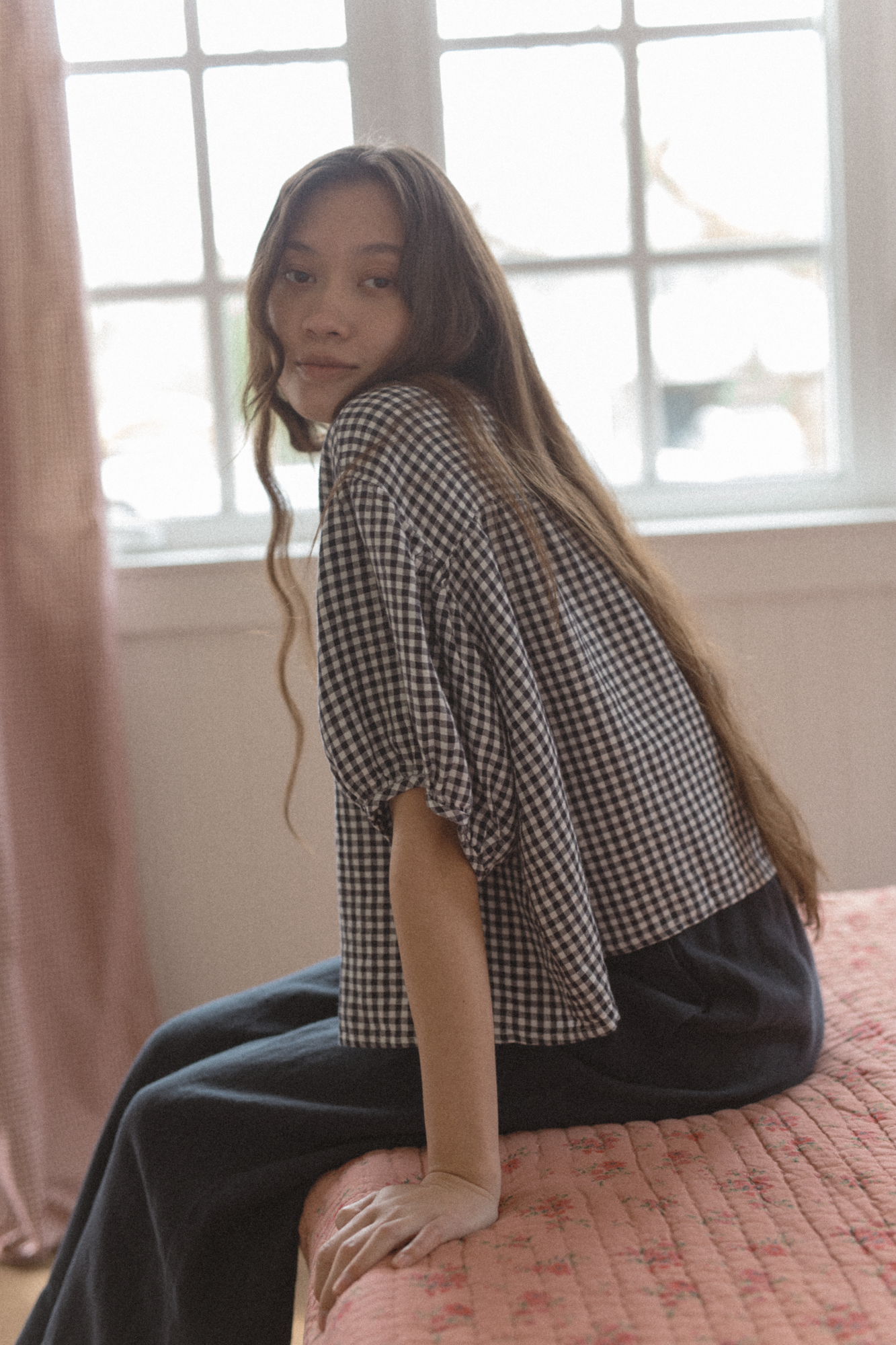 Cosette Top Marine Gingham