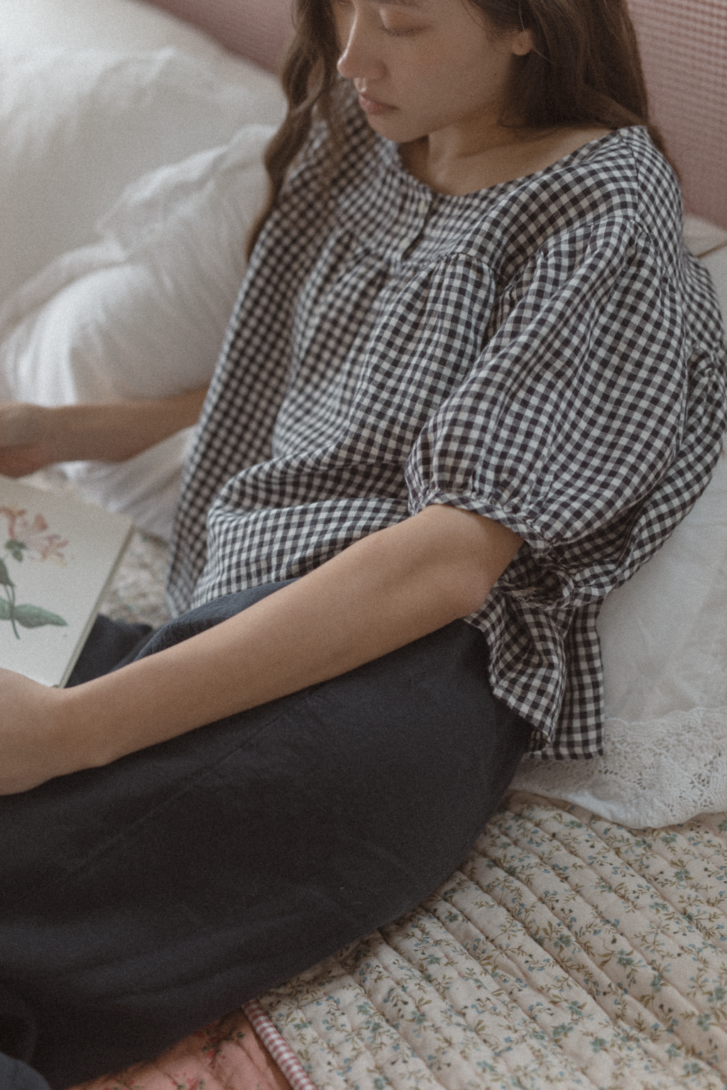 Cosette Top Marine Gingham