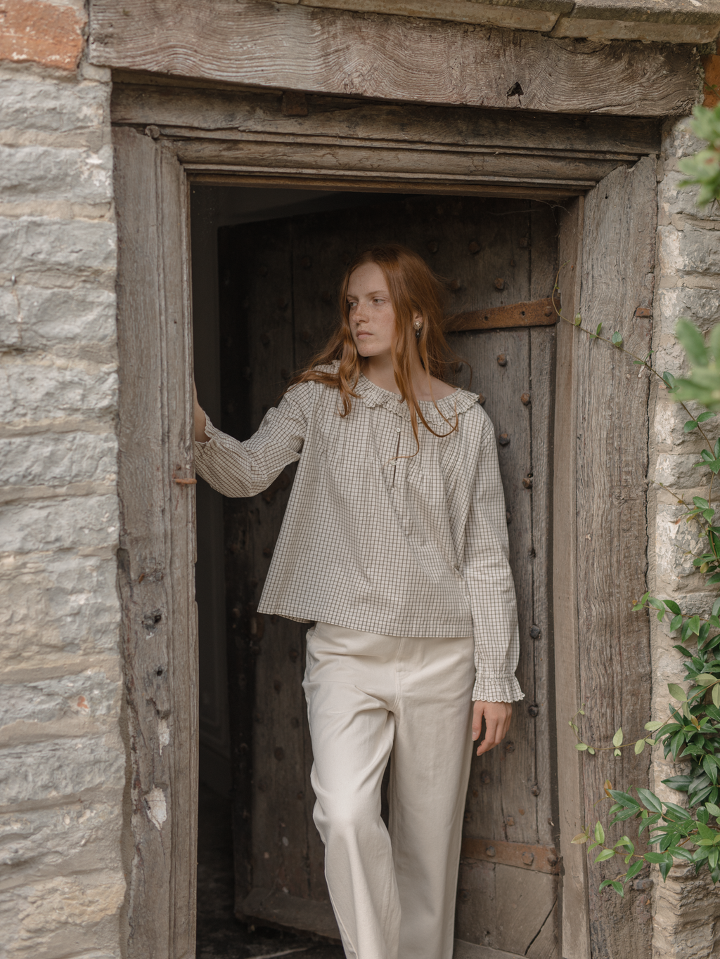 Isla Blouse Beige Check
