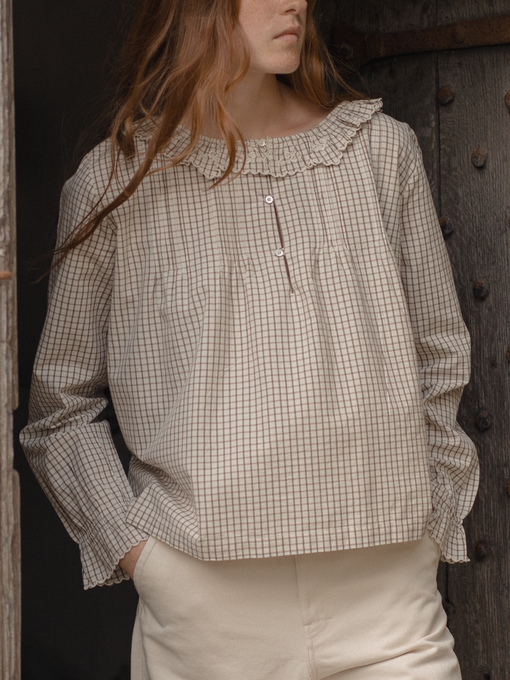 Isla Blouse Beige Check