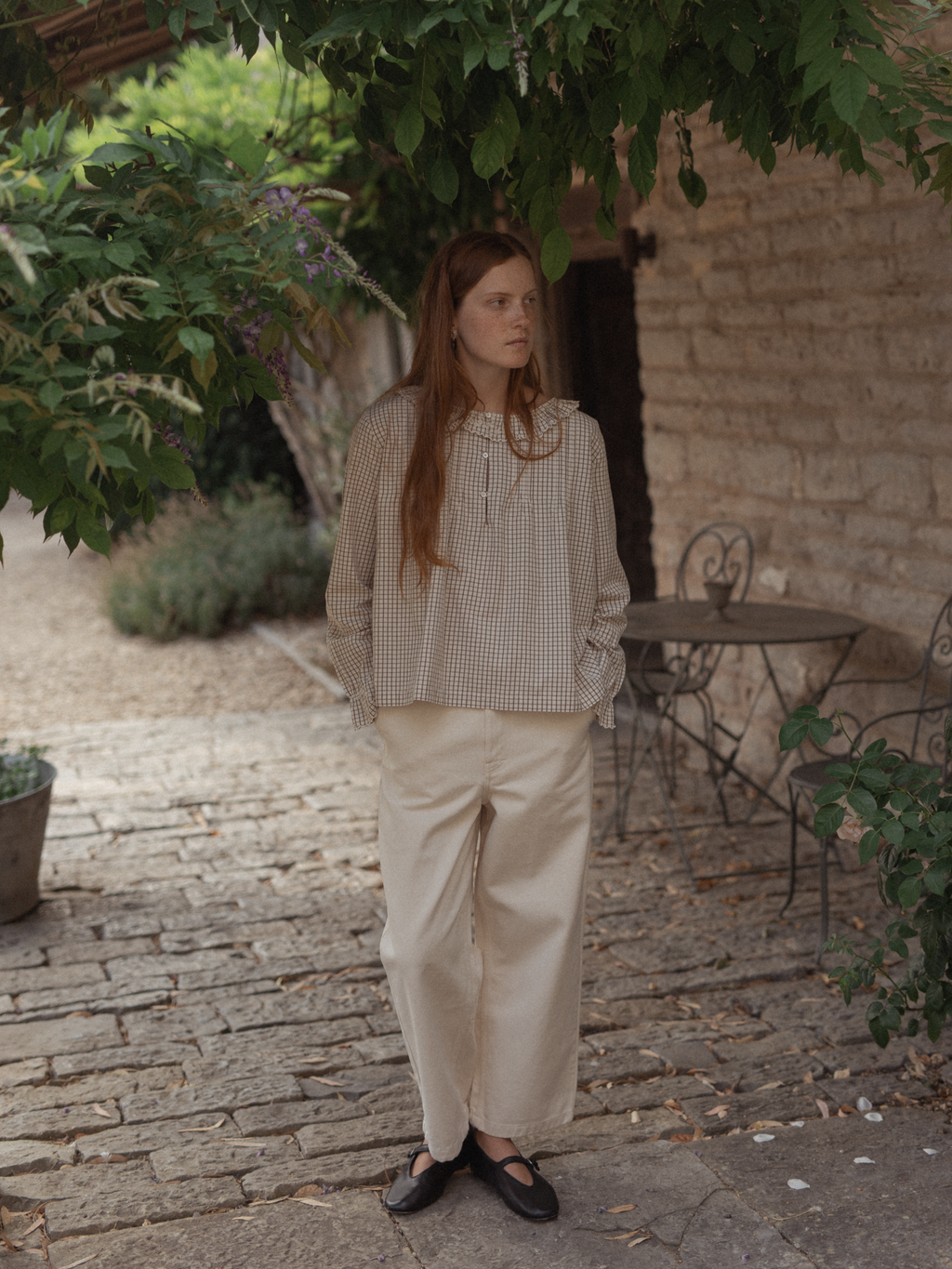 Isla Blouse Beige Check