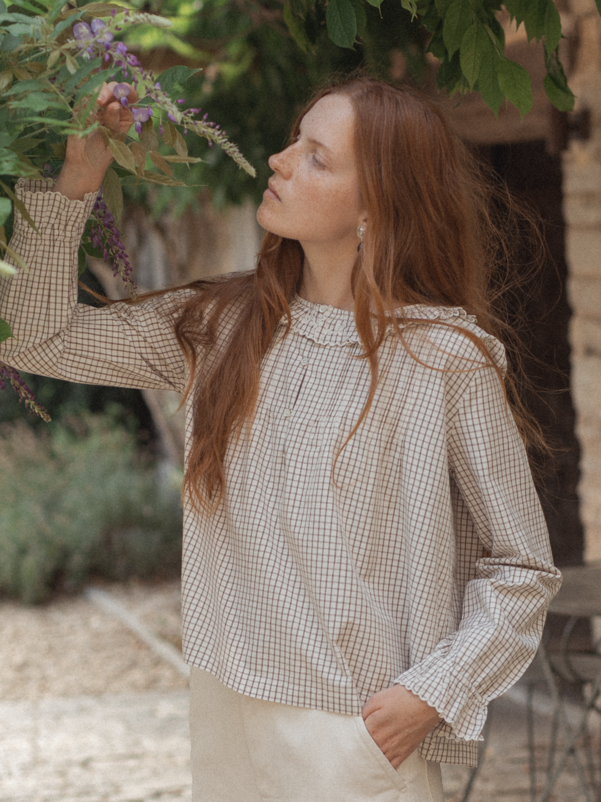Isla Blouse Beige Check