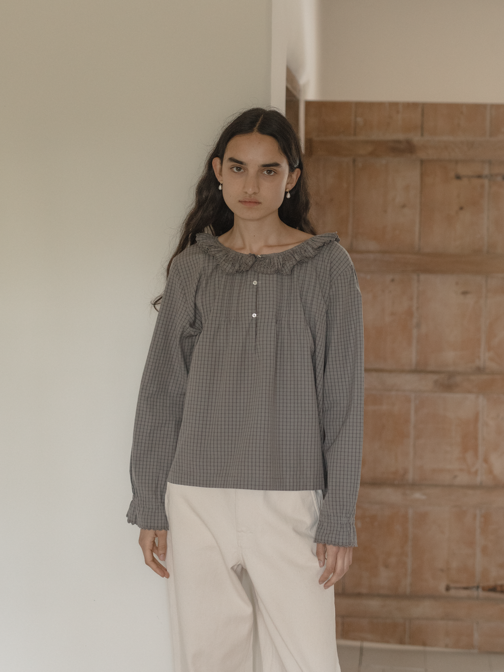 Isla Blouse Grey Check
