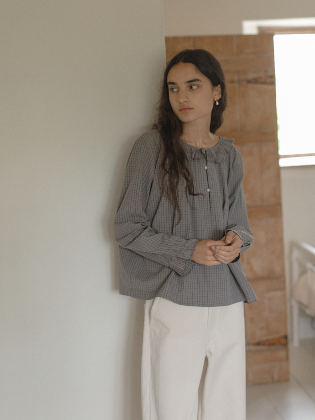 Isla Blouse Grey Check