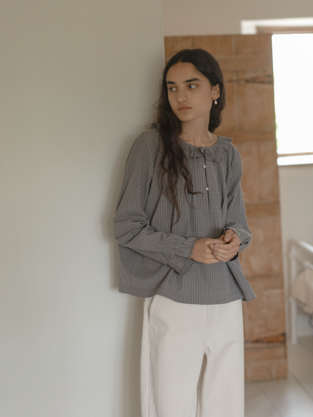 Isla Blouse Grey Check