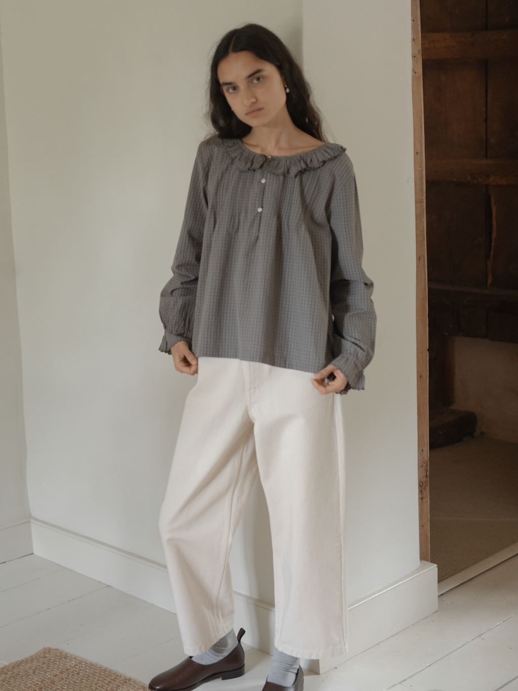 Isla Blouse Grey Check
