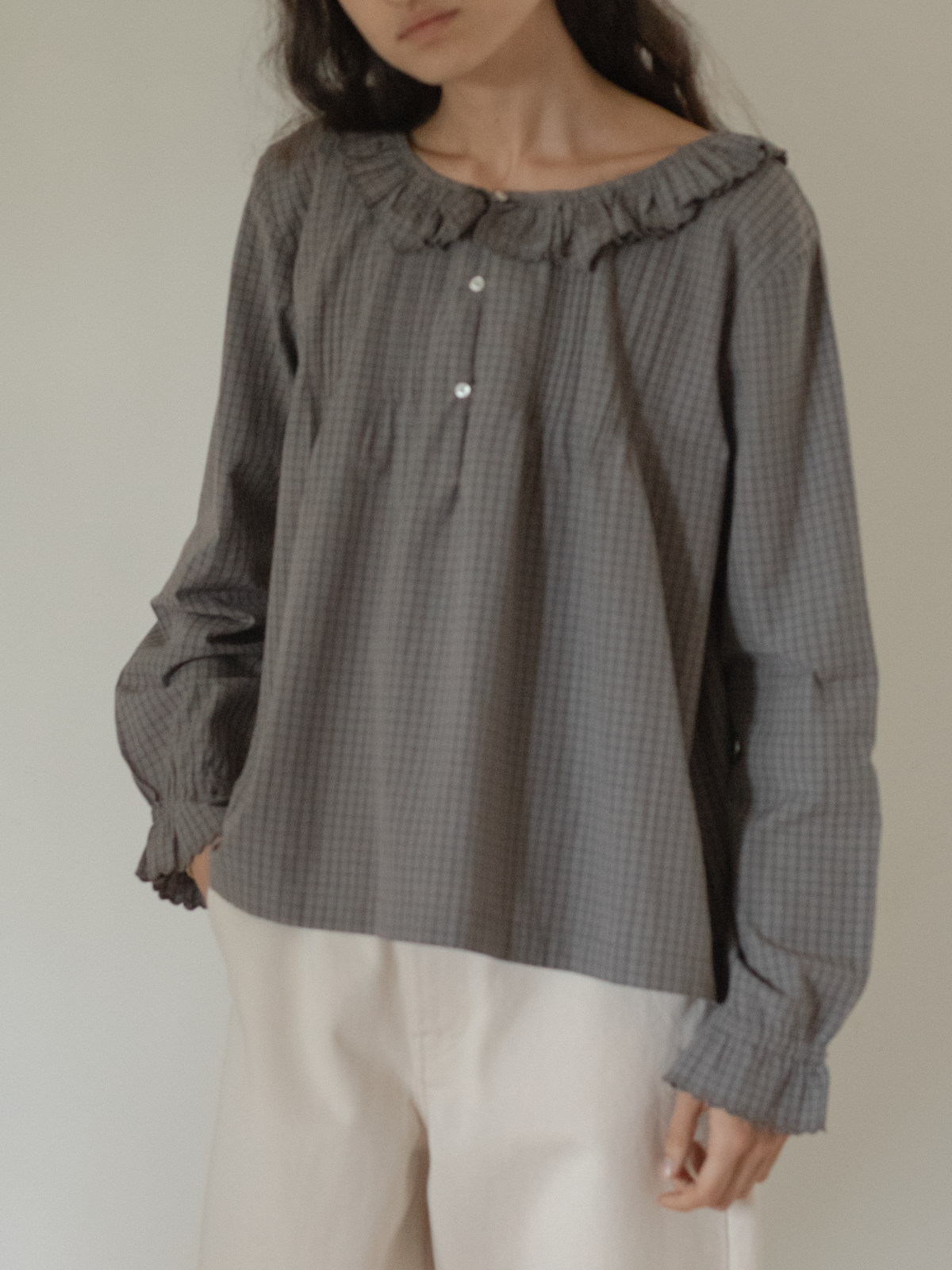 Isla Blouse Grey Check