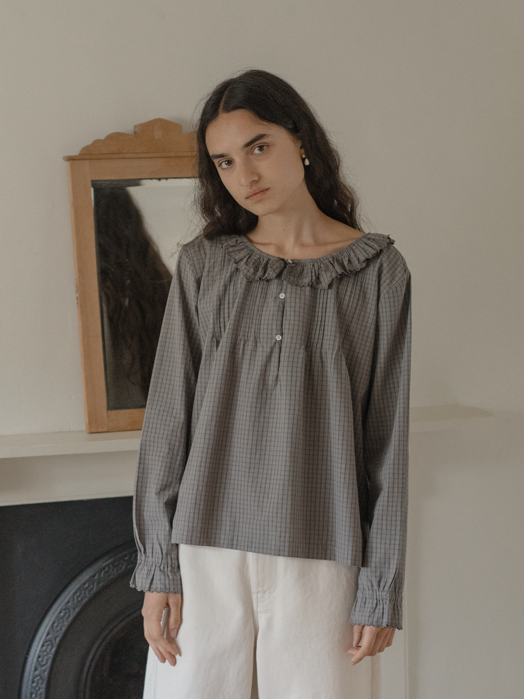 Isla Blouse Grey Check