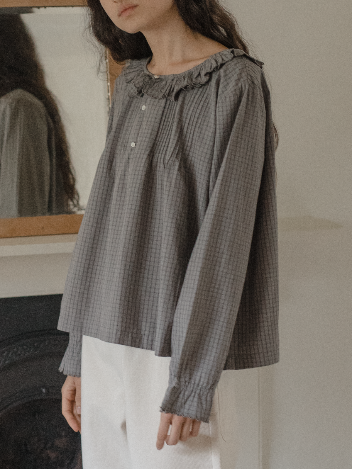 Isla Blouse Grey Check