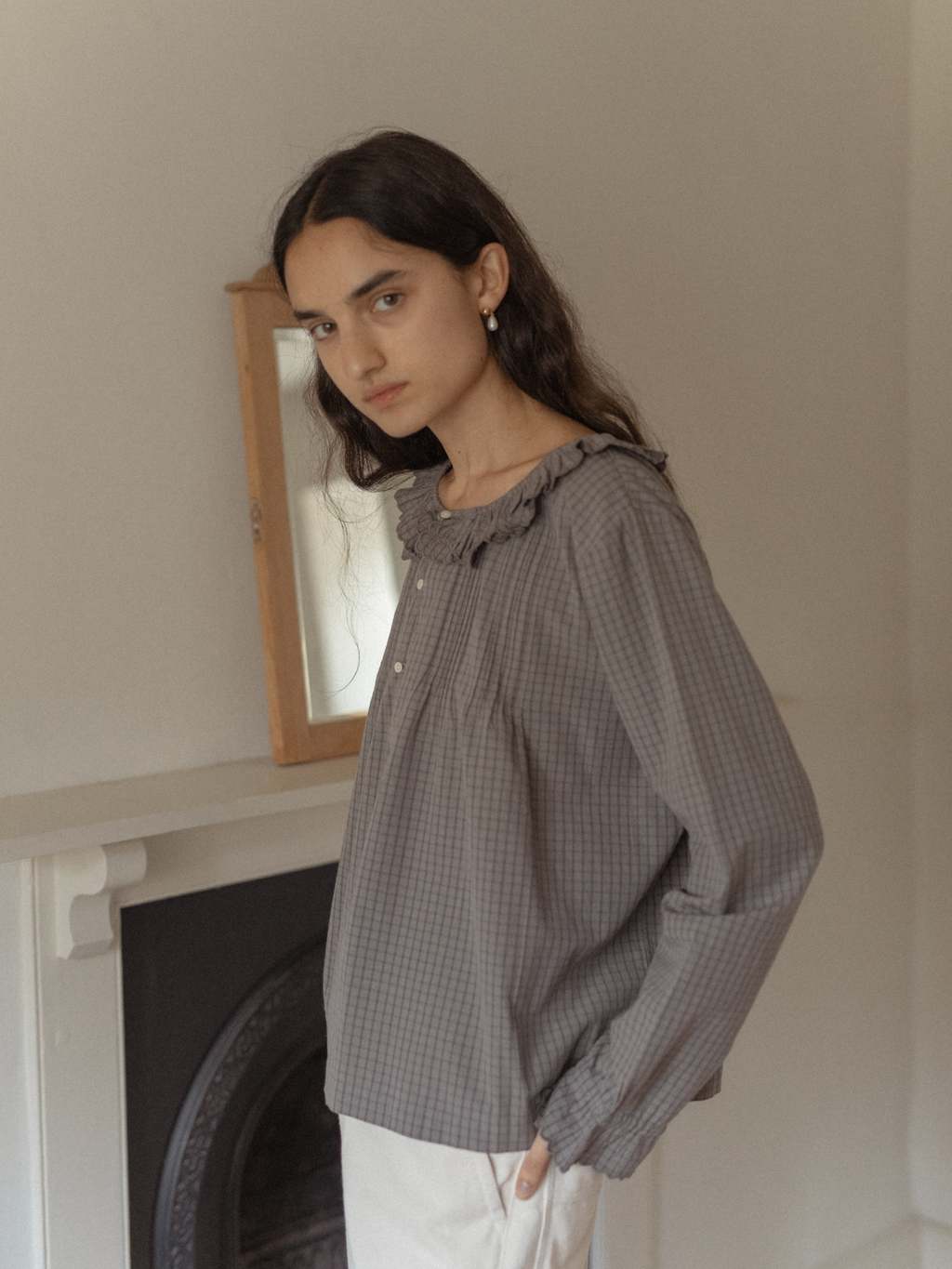 Isla Blouse Grey Check