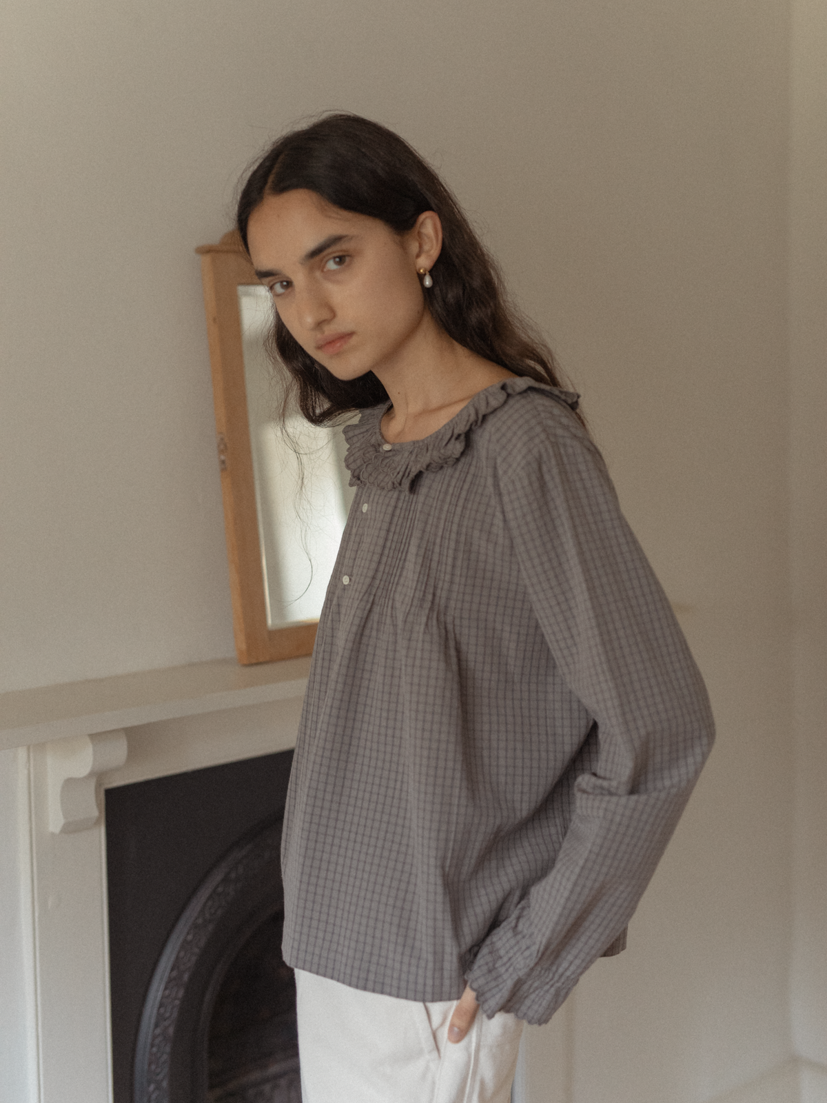 Isla Blouse Grey Check